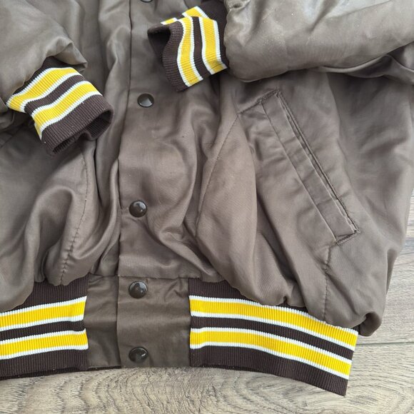 Vintage Don Alleson Blank Brown Yellow Bomber Jacket 80s - Picture 10 of 12